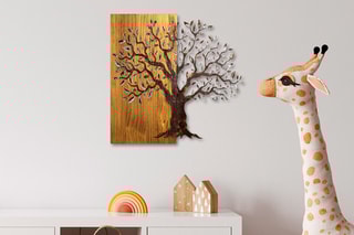 Decoração de parede Arbre - Natural e preto - Em madeira - 60 x 58 x 3 cm