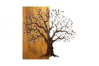 Decoração de parede Arbre - Natural e preto - Em madeira - 60 x 58 x 3 cm