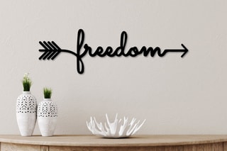 Decoração de parede Freedom - 62 x 19 x 0,15 cm - Preto