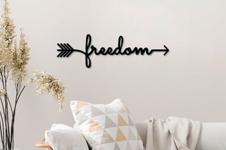 Decoração de parede Freedom - 62 x 19 x 0,15 cm - Preto