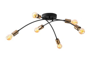 Candeeiro de teto Banana - Preto e dourado - 6 x 40 W