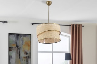 Candeeiro suspenso - Bege e dourado - 45 - 60 W