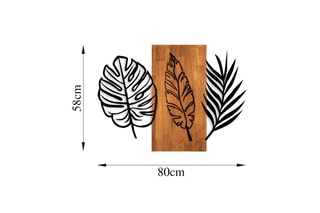 Decoração de parede Triple Leaves - 58 x 80 cm - Natural e preto