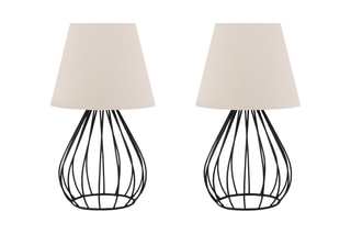 2 candeeiro de mesa Ayd - Creme e preto - 2 x 60 W