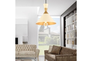 Candeeiro suspenso - Dourado e amarelo - 40 W