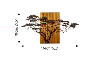 Decoração de parede em madeira Acacia Tree - 144 x 70 x 3 cm - Natural e preto