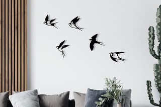 Decoração de parede 5 pássaros - 27 x 26 cm - 29 x 26,5 cm - 31 x 19 cm - 24 x 32 cm - 29 x 31,5 cm - Preto