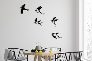 Decoração de parede 5 pássaros - 27 x 26 cm - 29 x 26,5 cm - 31 x 19 cm - 24 x 32 cm - 29 x 31,5 cm - Preto