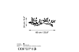 Cabide de parede Butterfly World - 60 x 24 x 2 cm