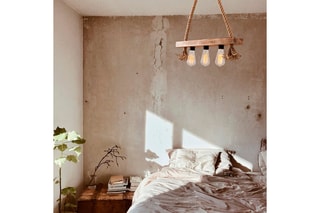 Candeeiro suspenso em madeira Erebos - Natural - 3 x 40 W