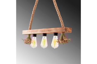 Candeeiro suspenso em madeira Erebos - Natural - 3 x 40 W
