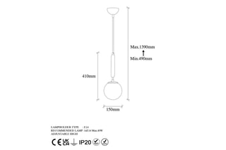 Candeeiro suspenso King - Preto - 40 W