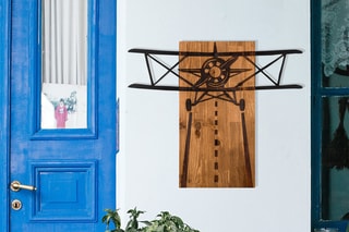 Decoração de parede Avion - Natural e preto - 68 x 58 cm