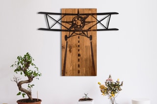 Decoração de parede Avion - Natural e preto - 68 x 58 cm