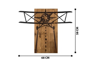 Decoração de parede Avion - Natural e preto - 68 x 58 cm