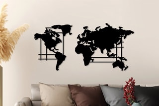 Décoration murale World Map - Noir - 120 x 56 cm