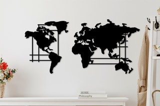 Décoration murale World Map - Noir - 120 x 56 cm
