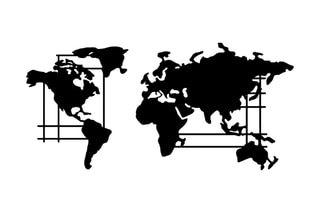 Décoration murale World Map - Noir - 120 x 56 cm