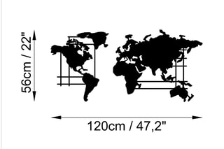 Décoration murale World Map - Noir - 120 x 56 cm