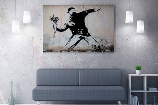 Tableau "Le Lanceur de fleurs" Banksy - 70 x 100 cm