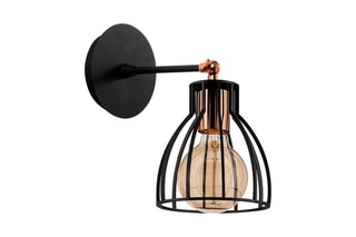 Aplique de parede Kemah - Preto e acobreado - 40 W