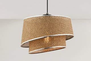 Candeeiro suspenso Barette Hazeran - Bege e prateado - 45-60 W