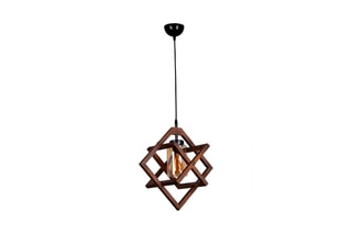 Candeeiro suspenso em madeira Berlin - Castanho e preto - 60 W