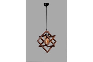 Candeeiro suspenso em madeira Berlin - Castanho e preto - 60 W