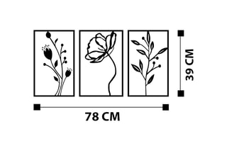Decoração de parede Flowers - Preto - 70 x 39 cm