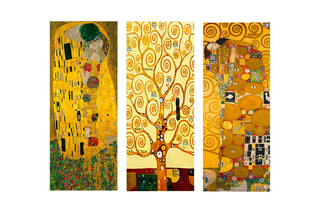 Tríptico "O beijo" "A árvore da vida" e "Frise Stoclet" - Gustav Klimt - 20 x 50 cm - Reprodução