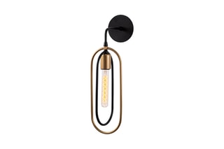Aplique de parede Cerco - Preto e dourado - 40 W
