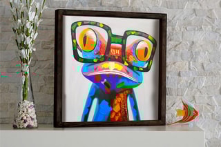 Pintura decorativa com moldura em MDF Olivia - 34 x 34 cm