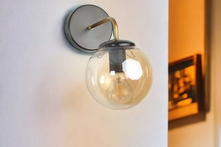 Aplique de parede - Preto e transparente - 60 W