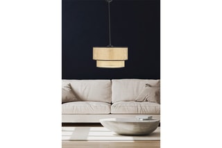 Candeeiro suspenso de rotim - Natural e preto - 40 W
