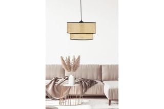 Candeeiro suspenso de rotim - Natural e preto - 40 W