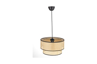 Candeeiro suspenso de rotim - Natural e preto - 40 W