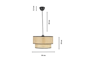 Candeeiro suspenso de rotim - Natural e preto - 40 W