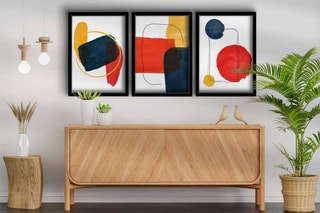 3 pinturas decorativas emolduradas em MDF Hugo - 38 x 53 cm