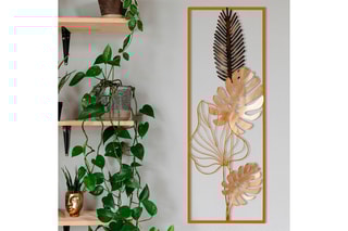 Decoração de parede Spindel - 32 x 5 x 90 cm - Preto e dourado