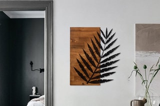 Decoração de parede Leaf - Preto e natural - 50 x 58 cm