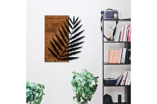 Decoração de parede Leaf - Preto e natural - 50 x 58 cm