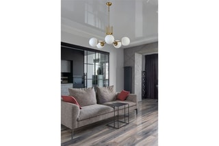 Candeeiro suspenso - Dourado e branco - 5 x 40 W