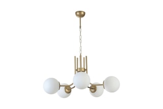 Candeeiro suspenso - Dourado e branco - 5 x 40 W