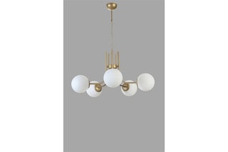 Candeeiro suspenso - Dourado e branco - 5 x 40 W