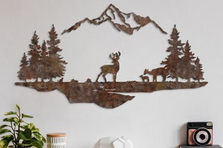 Decoração de parede Rusty Landscape 1 - Latão antigo - 38 x 70 cm - 38 x 70 cm
