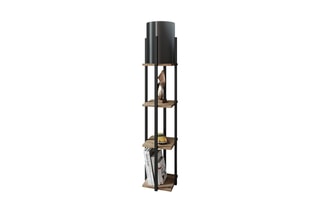 Lampadaire - Noir et naturel - 45 à 60 W - 135 cm
