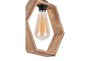 Candeeiro suspenso em madeira - Natural e preto - 45 - 60 W