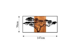 Decoração de parede em madeira Acacia Tree 328 - 147 x 70 cm - Natural e preto