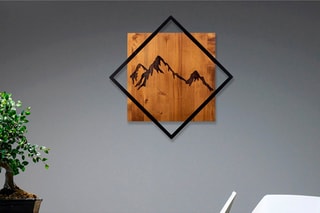 Decoração de parede Mountain 2 em madeira - Preto e castanho - 54 x 54 cm