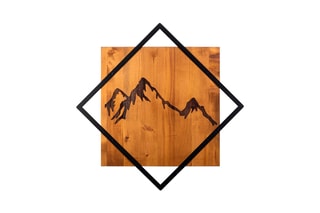Decoração de parede Mountain 2 em madeira - Preto e castanho - 54 x 54 cm